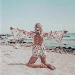 Floral low back romper playsuit